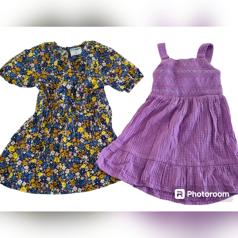 Old Navy and Cat Jack Sunner Bundle Dress Flowers Purple Toddler Girl Size 2T